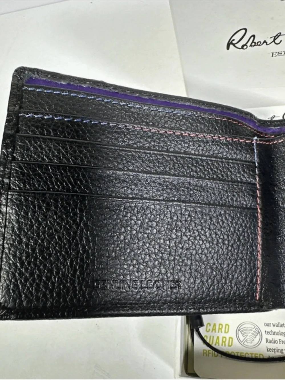 Chic Robert Graham Black Leather Wallet with Stitch Accents